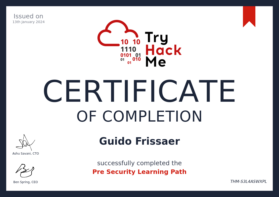 Pre Security Learning Path preview